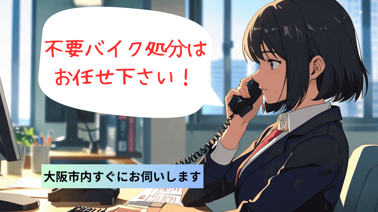 バイク買取、不要バイク処分やオートバイの廃車、引き取り、大阪市内